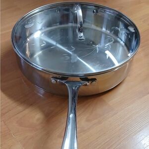 Silver Cookware Stainless Steel Frying Pan with Glass Lid princess house